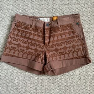 Anthropologie Embroidered Shorts